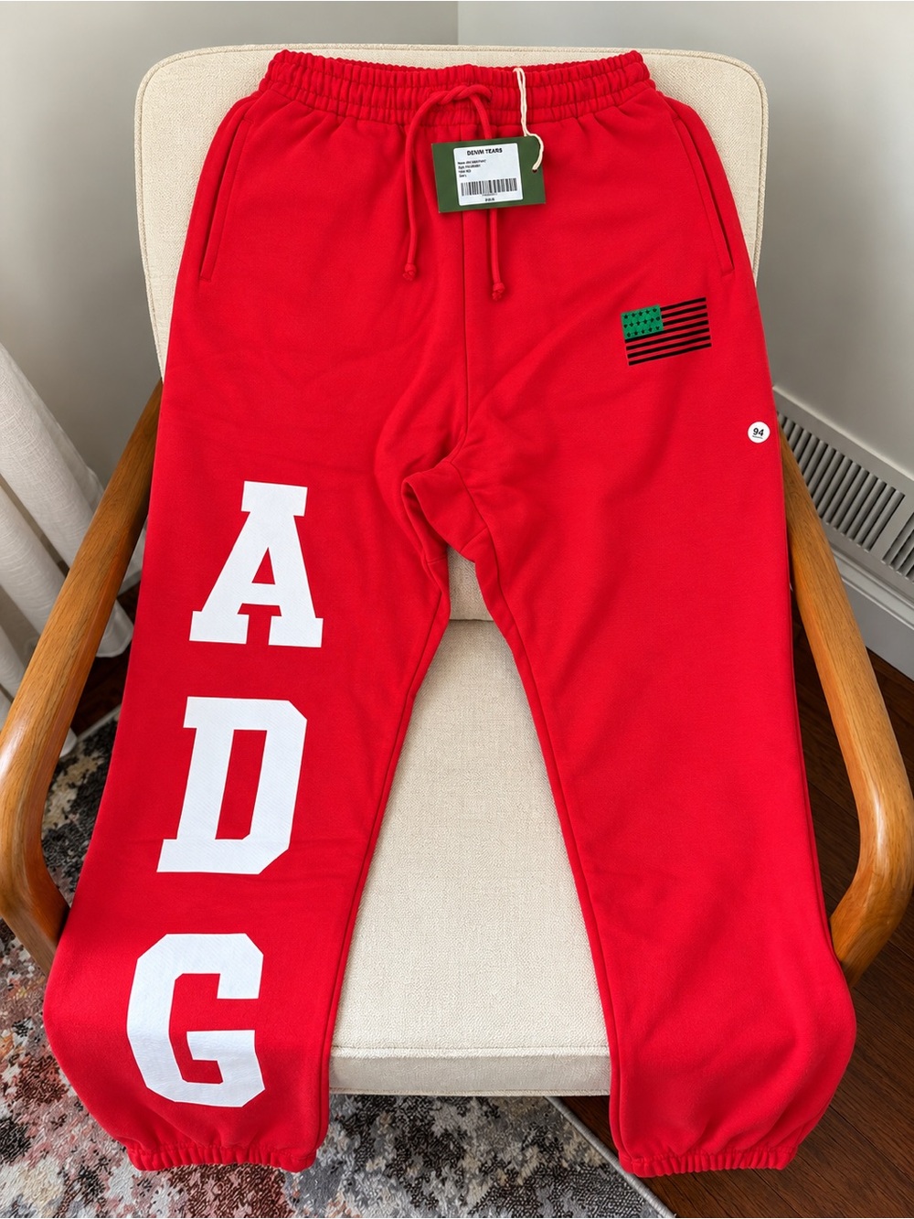 Denim Tears ADG Pan African American Flag Sweatpant Red L NWT